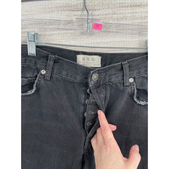 We the Free Distressed Button Fly Straight Leg Jeans‎ Women's Size 24 Black - Picture 9 of 16